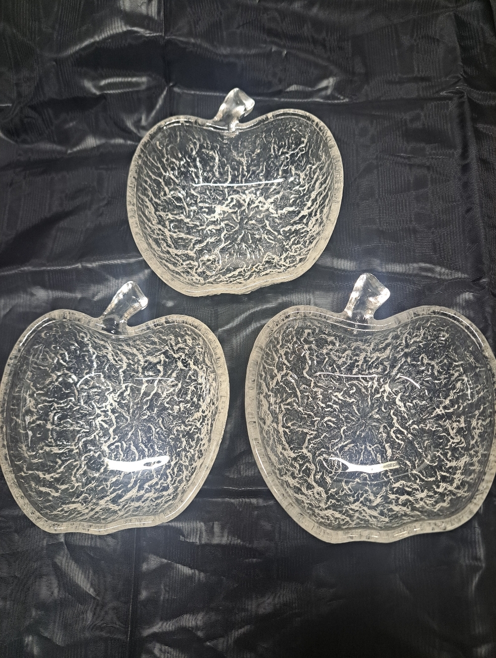 Clear Glass Apple Dishes - Set of 3